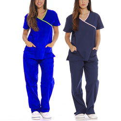 Women Short Sleeve V-neck Tops+Pants Nursing Working Uniform Set Suit uniformes clinicos mujer scrubs set for women joggers